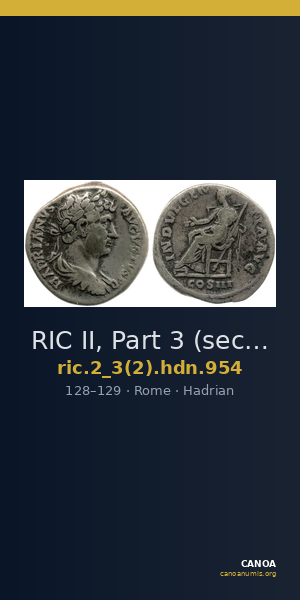 RIC II, Part 3 (second edition) Hadrian 954 — CANOA