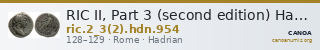RIC II, Part 3 (second edition) Hadrian 954 — CANOA