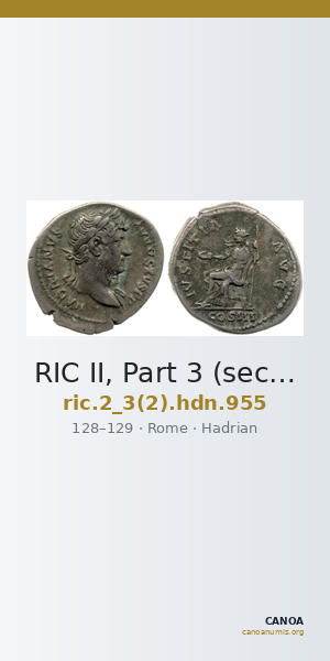 RIC II, Part 3 (second edition) Hadrian 955 — CANOA