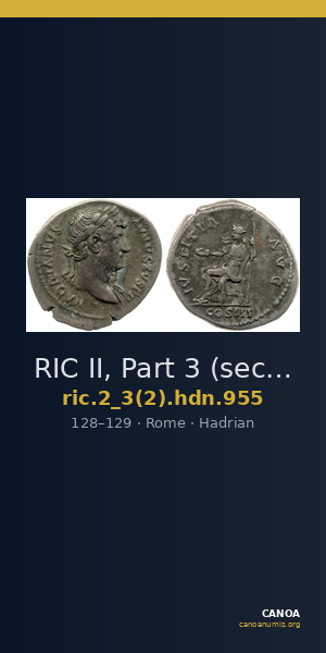 RIC II, Part 3 (second edition) Hadrian 955 — CANOA