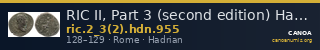 RIC II, Part 3 (second edition) Hadrian 955 — CANOA
