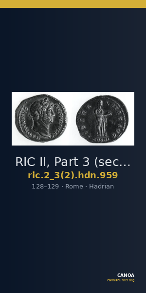 RIC II, Part 3 (second edition) Hadrian 959 — CANOA