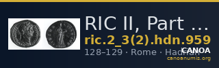 RIC II, Part 3 (second edition) Hadrian 959 — CANOA