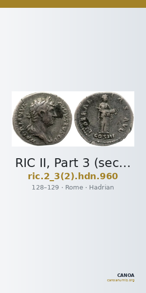RIC II, Part 3 (second edition) Hadrian 960 — CANOA