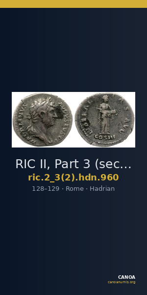 RIC II, Part 3 (second edition) Hadrian 960 — CANOA