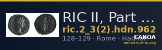 RIC II, Part 3 (second edition) Hadrian 962 — CANOA