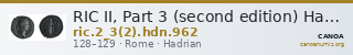 RIC II, Part 3 (second edition) Hadrian 962 — CANOA