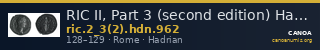 RIC II, Part 3 (second edition) Hadrian 962 — CANOA