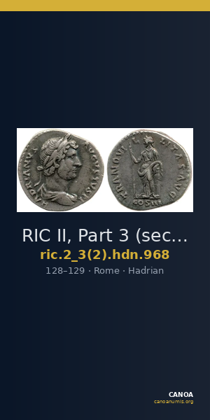 RIC II, Part 3 (second edition) Hadrian 968 — CANOA