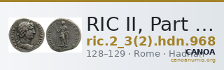 RIC II, Part 3 (second edition) Hadrian 968 — CANOA