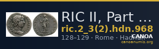 RIC II, Part 3 (second edition) Hadrian 968 — CANOA