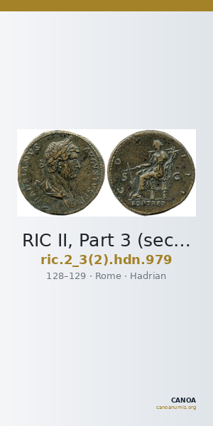RIC II, Part 3 (second edition) Hadrian 979 — CANOA