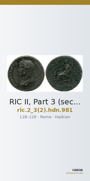 RIC II, Part 3 (second edition) Hadrian 981 — CANOA