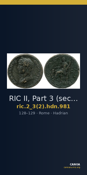 RIC II, Part 3 (second edition) Hadrian 981 — CANOA