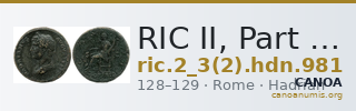 RIC II, Part 3 (second edition) Hadrian 981 — CANOA