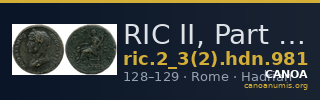 RIC II, Part 3 (second edition) Hadrian 981 — CANOA