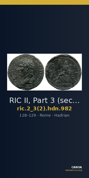 RIC II, Part 3 (second edition) Hadrian 982 — CANOA