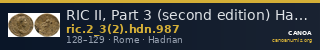 RIC II, Part 3 (second edition) Hadrian 987 — CANOA
