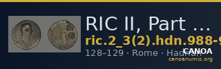 RIC II, Part 3 (second edition) Hadrian 988-989 — CANOA
