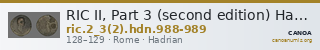 RIC II, Part 3 (second edition) Hadrian 988-989 — CANOA