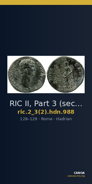 RIC II, Part 3 (second edition) Hadrian 988 — CANOA