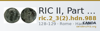 RIC II, Part 3 (second edition) Hadrian 988 — CANOA