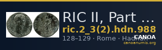 RIC II, Part 3 (second edition) Hadrian 988 — CANOA