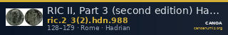 RIC II, Part 3 (second edition) Hadrian 988 — CANOA