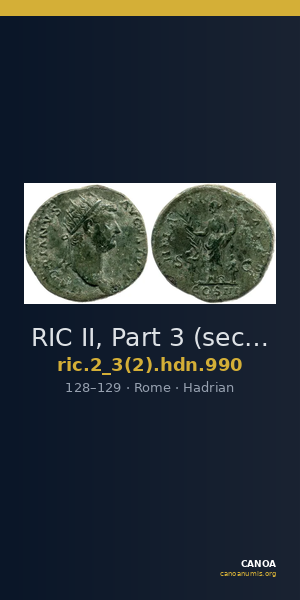 RIC II, Part 3 (second edition) Hadrian 990 — CANOA