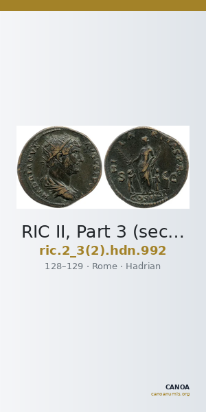 RIC II, Part 3 (second edition) Hadrian 992 — CANOA