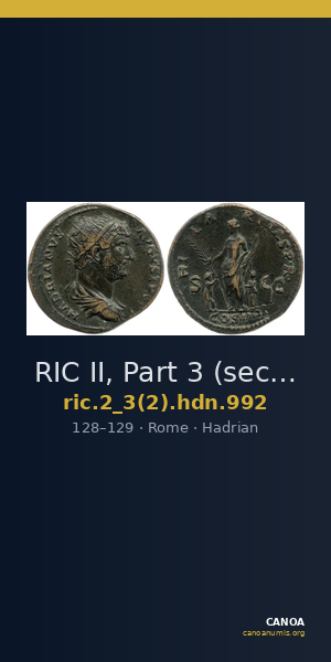 RIC II, Part 3 (second edition) Hadrian 992 — CANOA