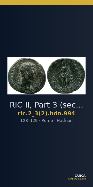 RIC II, Part 3 (second edition) Hadrian 994 — CANOA