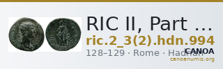RIC II, Part 3 (second edition) Hadrian 994 — CANOA