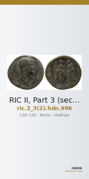 RIC II, Part 3 (second edition) Hadrian 996 — CANOA