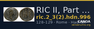 RIC II, Part 3 (second edition) Hadrian 996 — CANOA