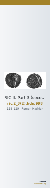 RIC II, Part 3 (second edition) Hadrian 998 — CANOA