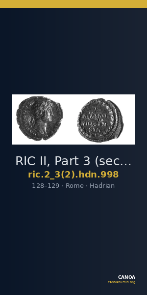 RIC II, Part 3 (second edition) Hadrian 998 — CANOA