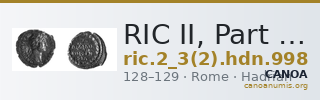 RIC II, Part 3 (second edition) Hadrian 998 — CANOA