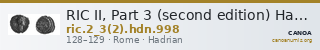 RIC II, Part 3 (second edition) Hadrian 998 — CANOA