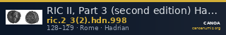 RIC II, Part 3 (second edition) Hadrian 998 — CANOA
