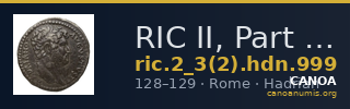 RIC II, Part 3 (second edition) Hadrian 999 — CANOA