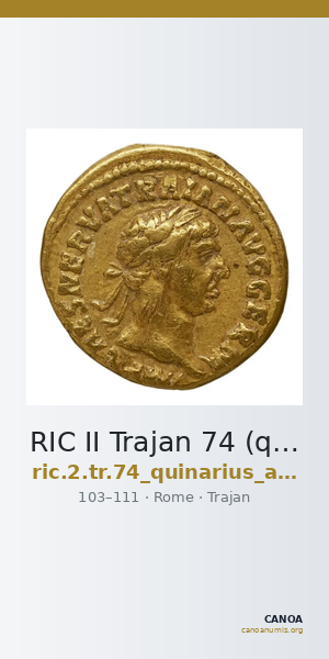 RIC II Trajan 74 (quinarius aureus) — CANOA