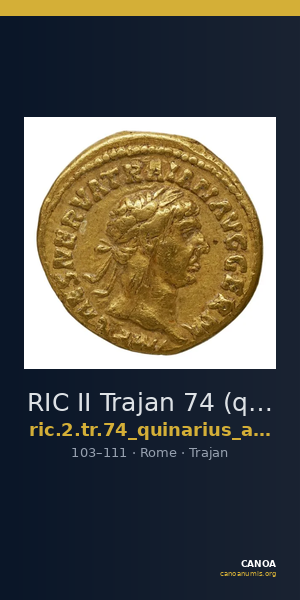RIC II Trajan 74 (quinarius aureus) — CANOA
