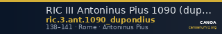 RIC III Antoninus Pius 1090 (dupondius) — CANOA