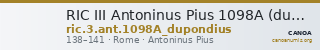 RIC III Antoninus Pius 1098A (dupondius) — CANOA
