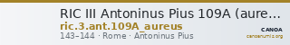 RIC III Antoninus Pius 109A (aureus) — CANOA