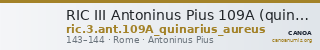 RIC III Antoninus Pius 109A (quinarius aureus) — CANOA