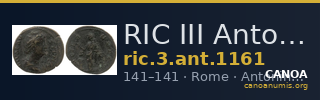 RIC III Antoninus Pius 1161 — CANOA