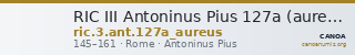 RIC III Antoninus Pius 127a (aureus) — CANOA