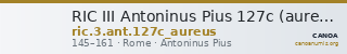 RIC III Antoninus Pius 127c (aureus) — CANOA